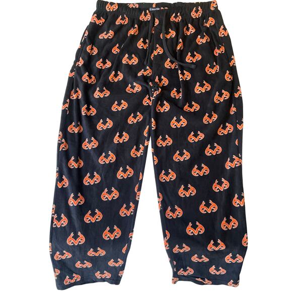 Realtree Women Fleece Pants size XL Black & Orange Casual Stretchy Elastic Waist - Picture 1 of 10